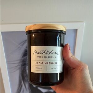 Hearth & Hand Cedar Magnolia Candle in Dark Jar